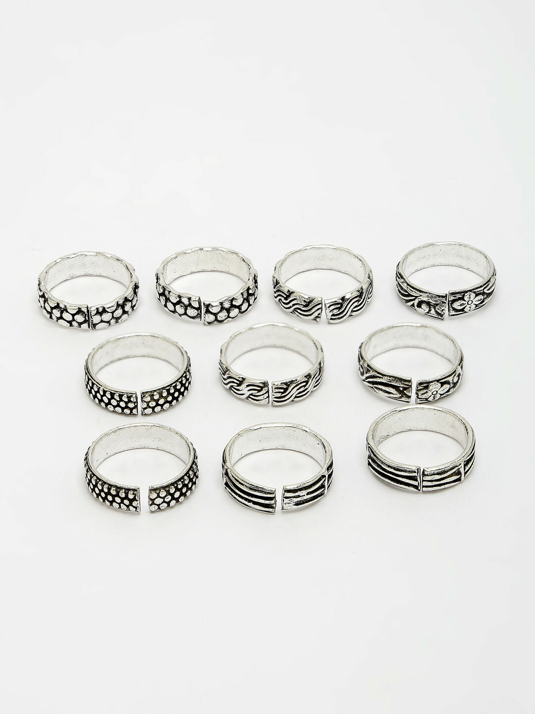 NVR Women's Set of 5 Silver-Plated German Silver Toe Ring | Grocsy