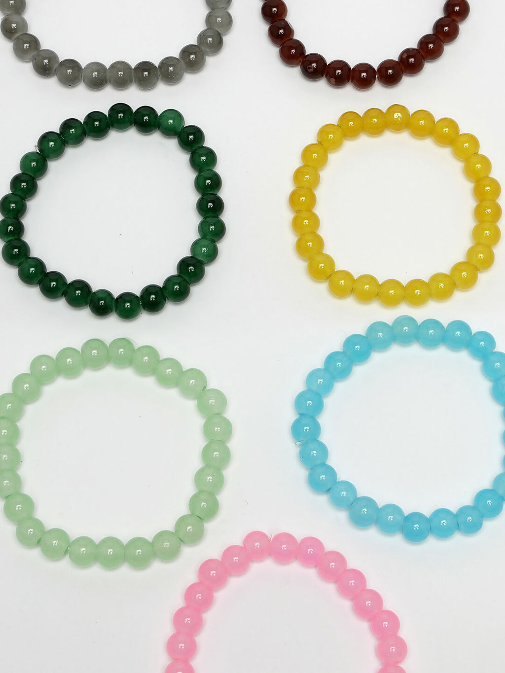 NVR Men & Women Set of 7 Artificial Beads Elasticated Bracelet
