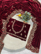 Joban Fashion Maroon 9000 Velvet Party Wear Sarees | Grocsy