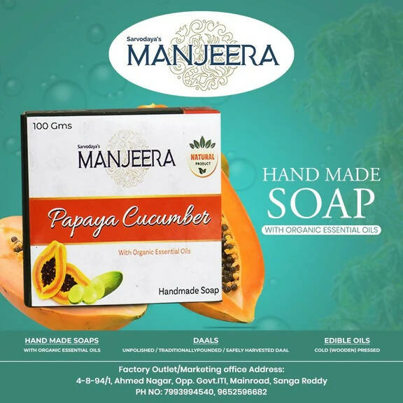 Manjeera Papaya Cucumber Hand Made Soap | Grocsy