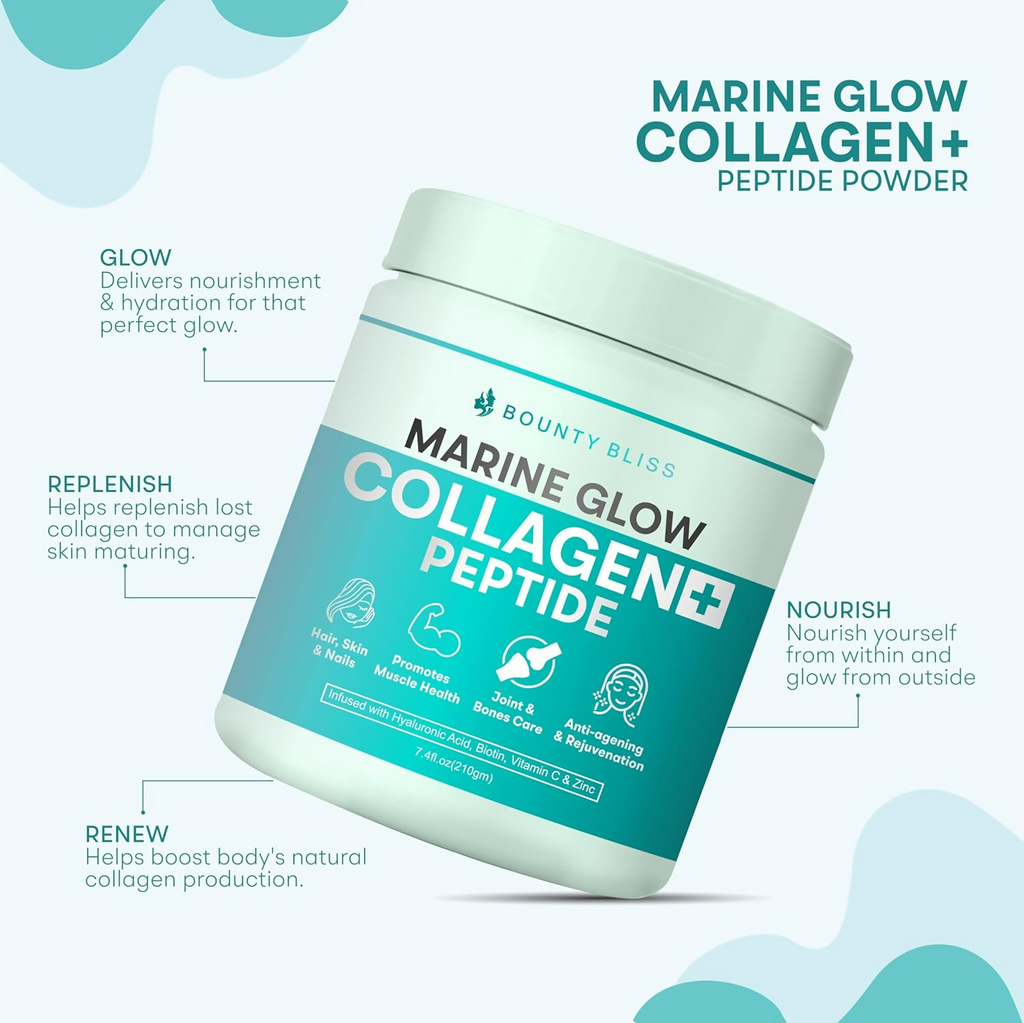 Bounty Bliss Marine Glow Collagen+ Peptides Powder for Women & Men | Grocsy