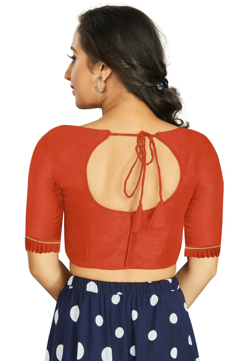 Aastha Fashion Women's Orange Art Silk Designer Party Wear Readymade Blouse | Grocsy