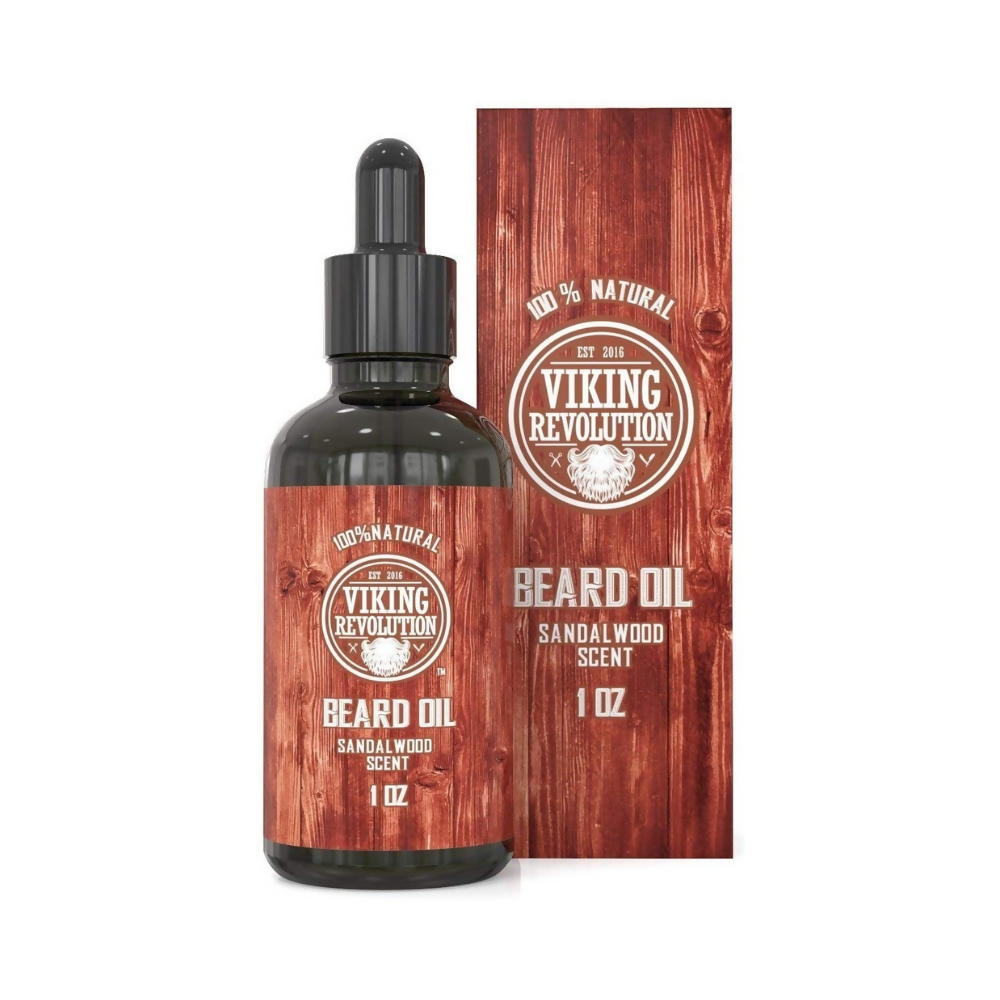 Viking Revolution Beard Oil Conditioner - All Natural Sandalwood Scent | Grocsy