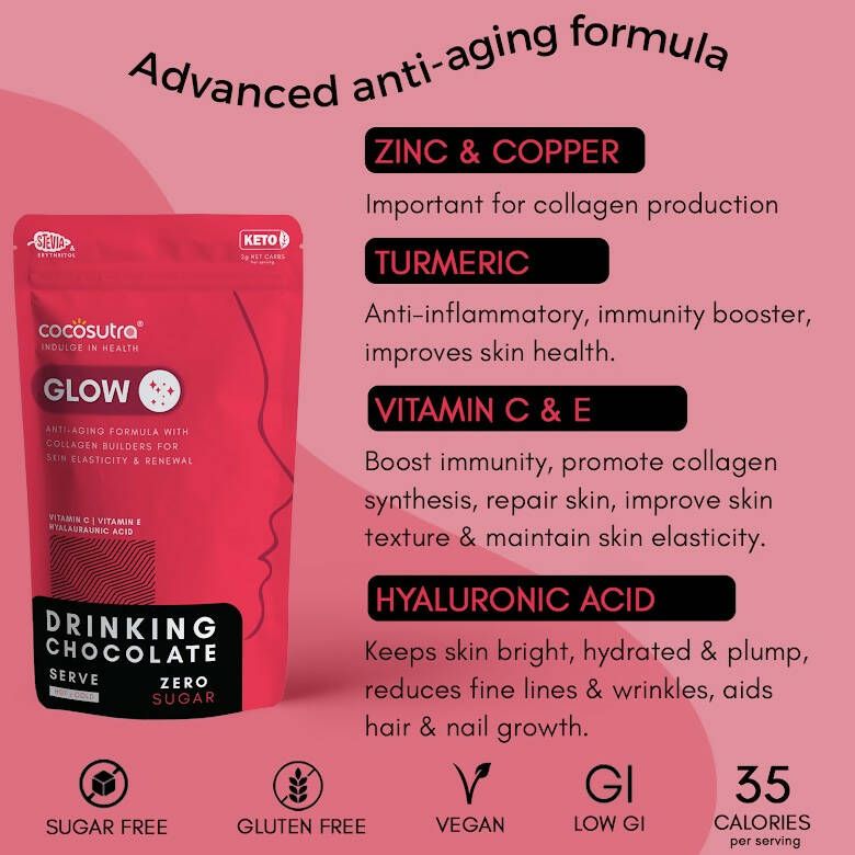 Cocosutra Lite - Glow - Sugar Free Drinking Chocolate Mix | Grocsy