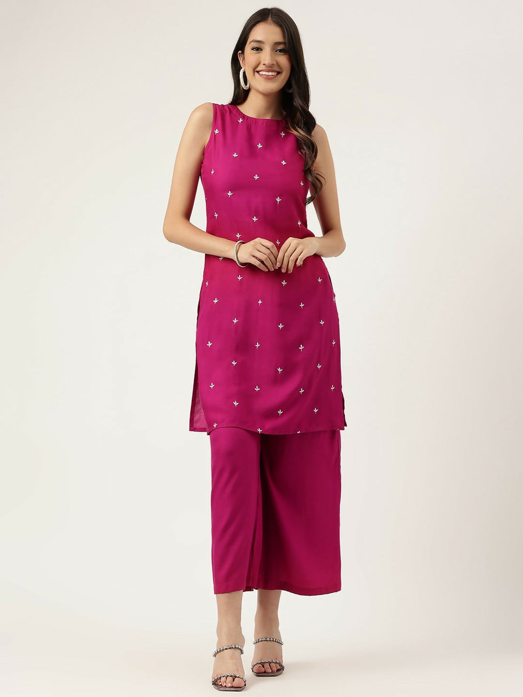 Joban Fashion Pink Rayon and Embroidered Work Straight Kurta Bottom Set | Grocsy