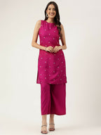 Joban Fashion Pink Rayon and Embroidered Work Straight Kurta Bottom Set | Grocsy