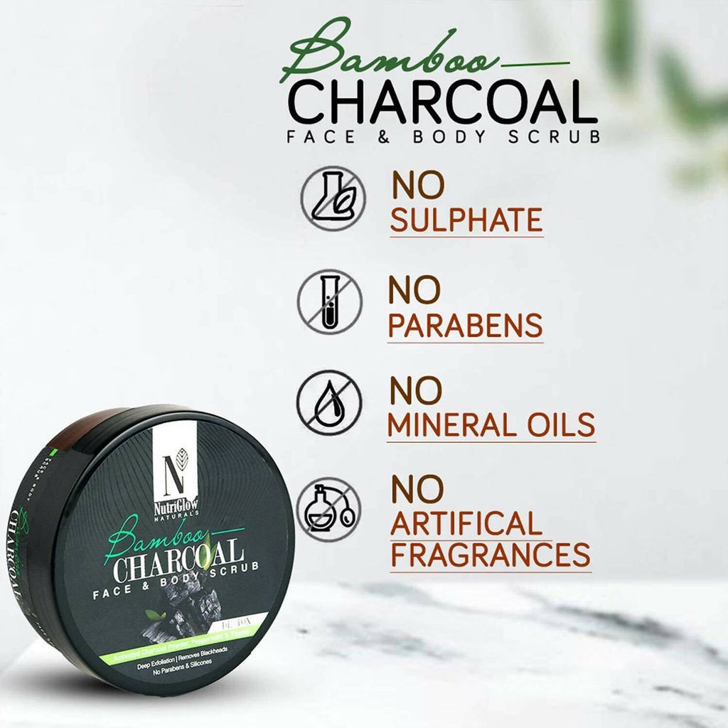 NutriGlow NATURAL'S Bamboo Charcoal Face & Body Scrub | Grocsy