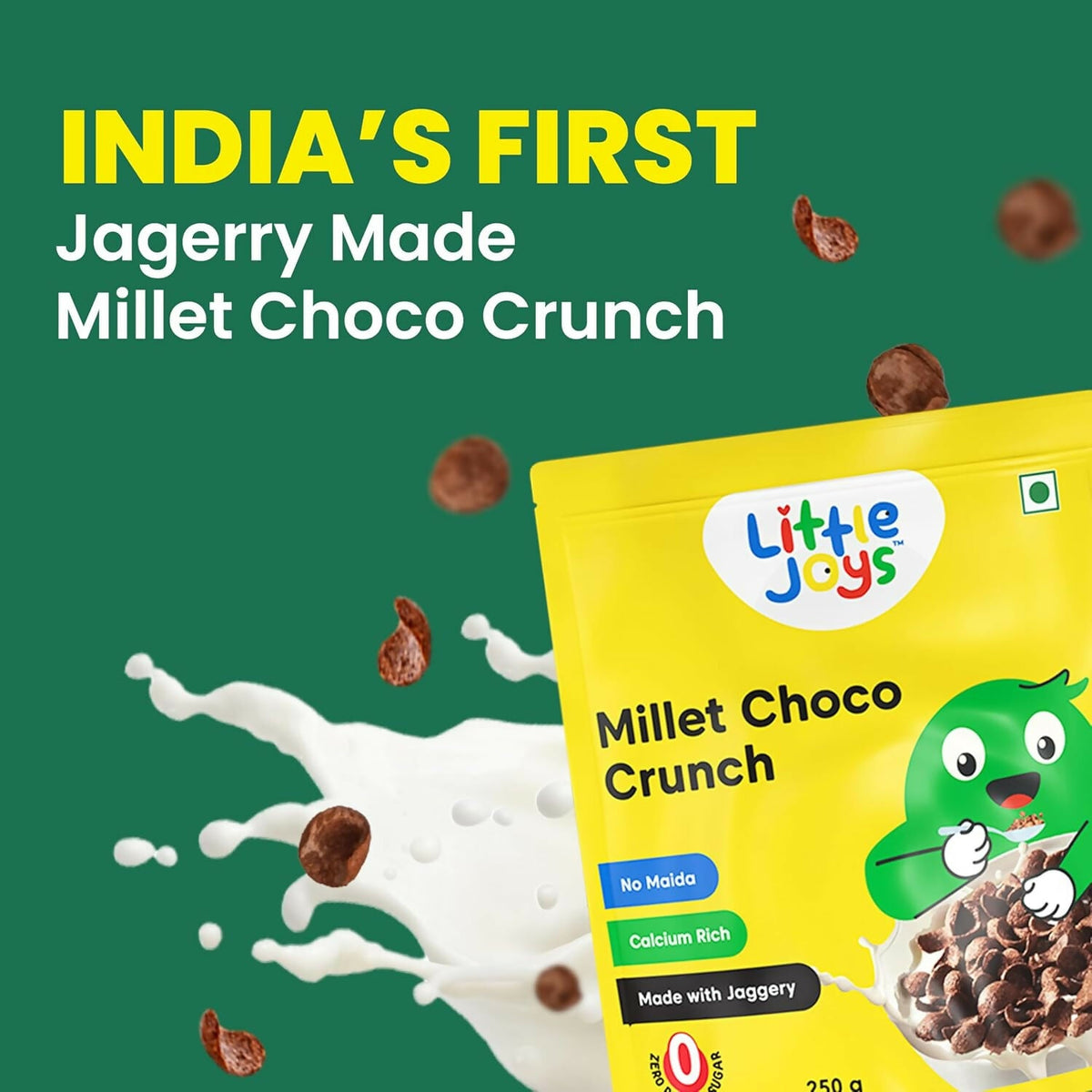 Little Joys Millet Choco Crunch Breakfast Cereal for Kids Made with Ragi, Jowar, Foxtail & Red Rice | Grocsy