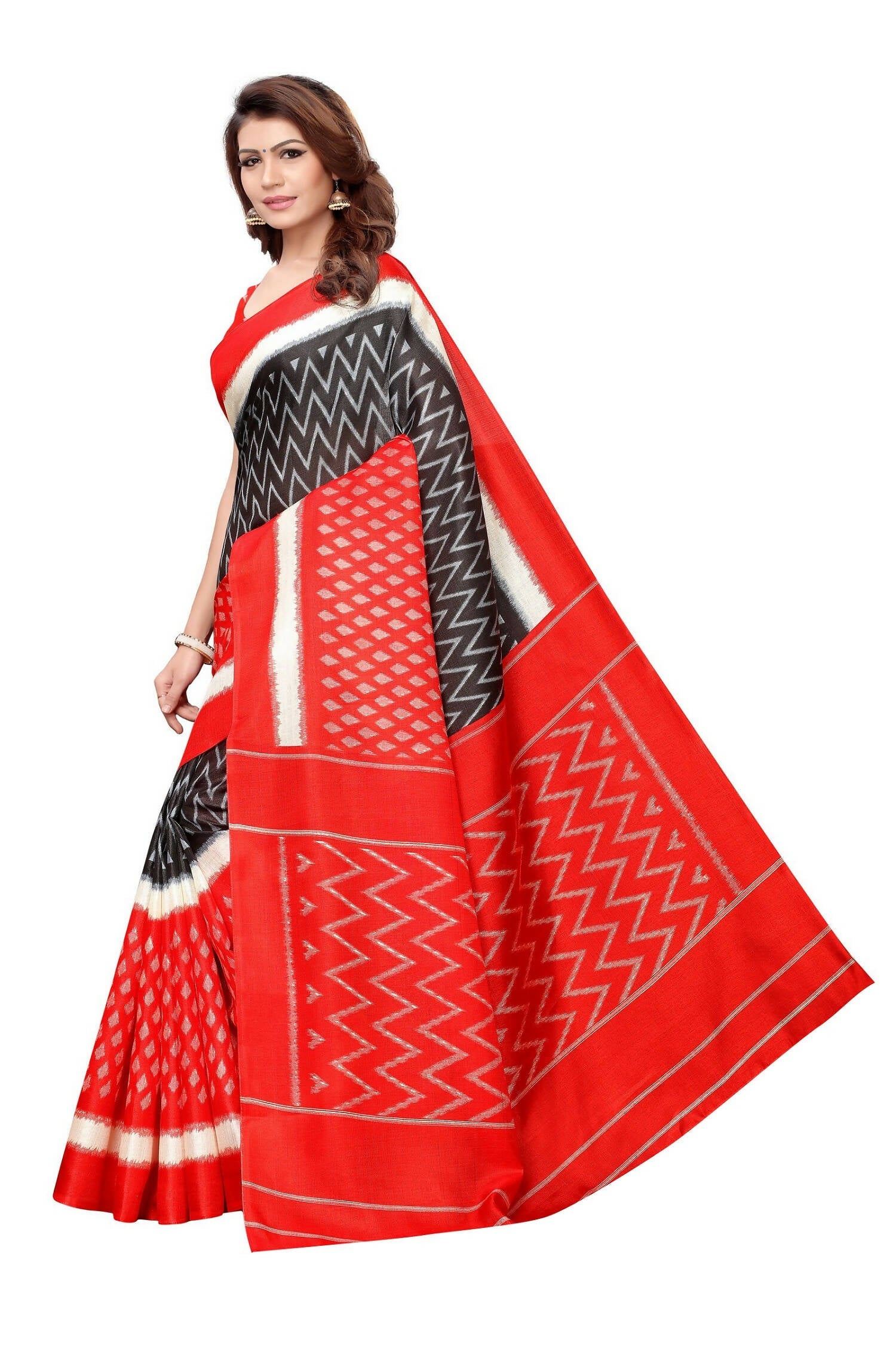 Vamika Red Kalamkari With Jhalar Khadi Silk Saree In Latest Fashion | Grocsy