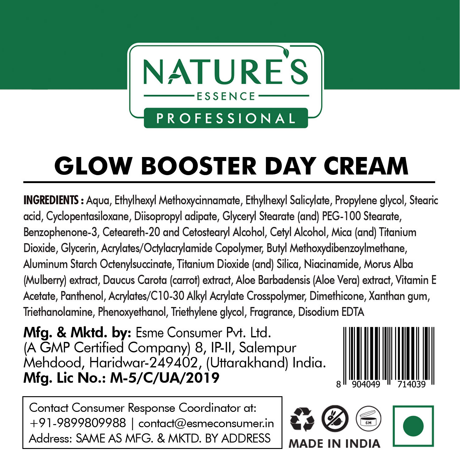 Nature's Essence Professional Facialist Glow Booster Day Cream | Grocsy