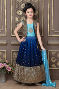Kids Wedding Designer Blue Georgette Lehenga Choli - Aaradhna | Grocsy