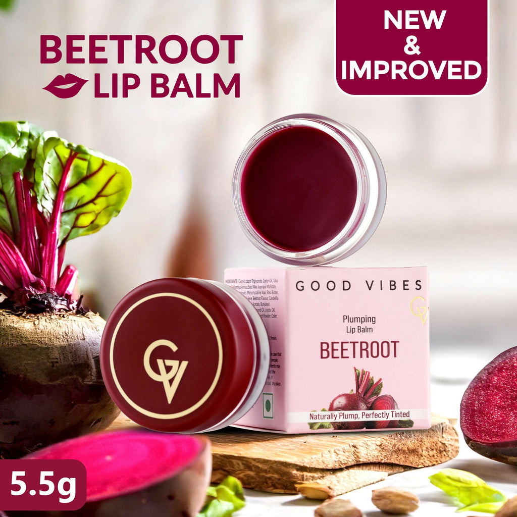 Good Vibes Beetroot Plumping Lip Balm - Reduces Pigmentation, Perfectly Tinted Lips | Grocsy