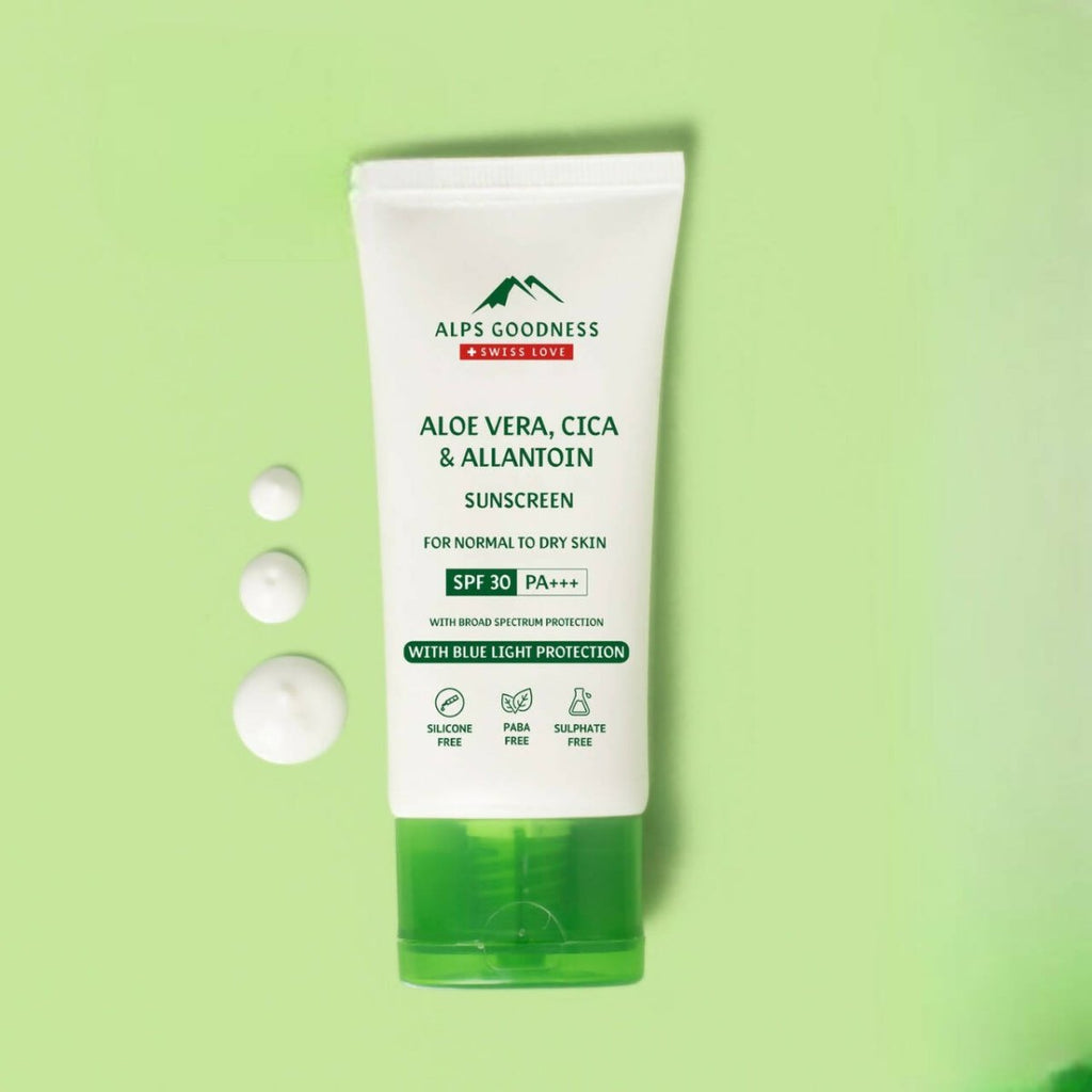 Alps Goodness Blue Light Protection Sunscreen For Normal to Dry Skin SPF 30 PA+++ with Aloe Vera, Cica & Allantoin | Grocsy
