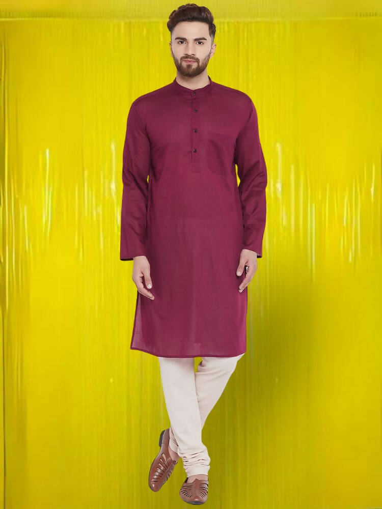 Even Apparels Pure Cotton Maroon Kurta - Maroon | Grocsy