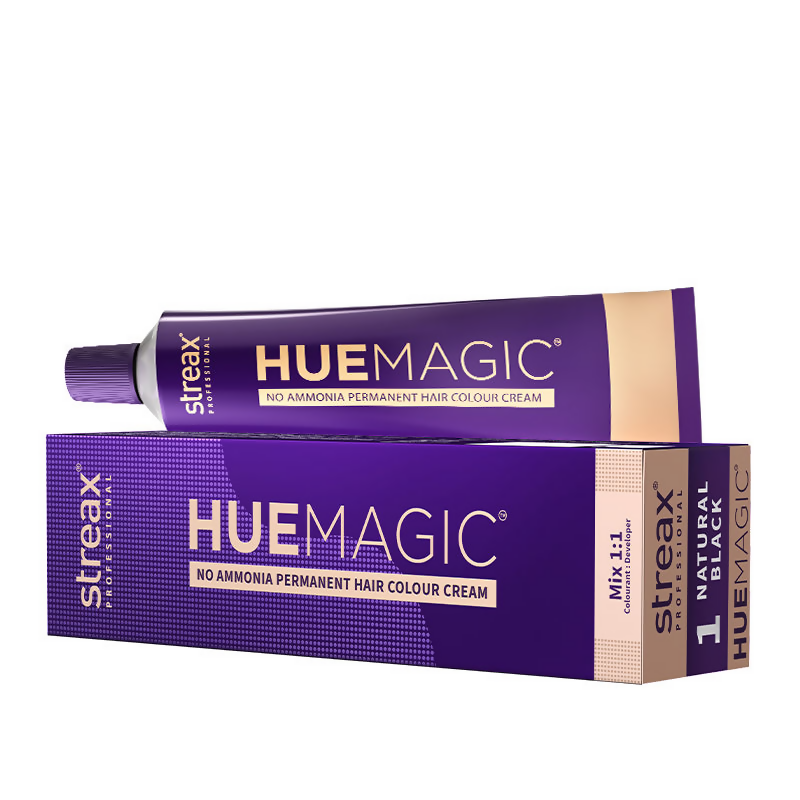Streax Professional HueMagic Permanent Hair Colour - 1 Natural Black | Grocsy