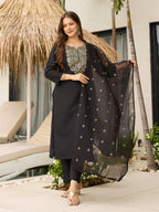 The52 Women Embroidery Work with Viscose Fabric Straight Kurta, Pant and Dupatta Set | Grocsy