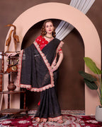 Teeya Creation Black Color Georgette Fabric Chikankari Work Saree | Grocsy