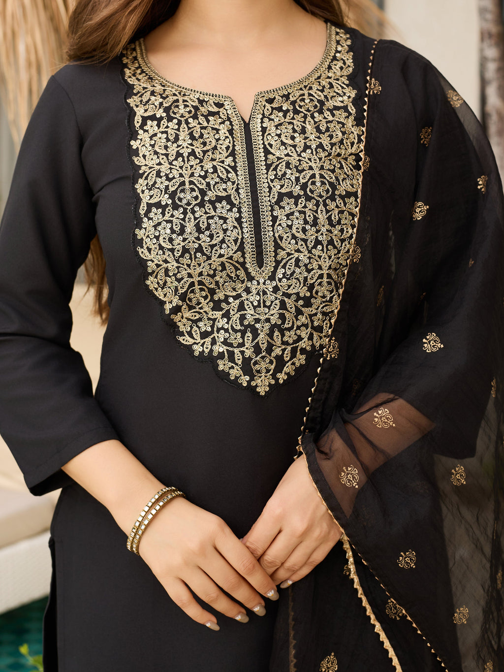 The52 Women Embroidery Work with Viscose Fabric Straight Kurta, Pant and Dupatta Set | Grocsy