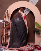 Teeya Creation Black Color Georgette Fabric Chikankari Work Saree | Grocsy