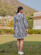 Yufta Black And White Pure Cotton Tie Dye Less Border Tassels Were Dress | Grocsy