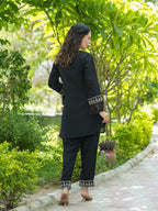 Yufta Black Embroidered Shirt And Trouser Co Ords | Grocsy