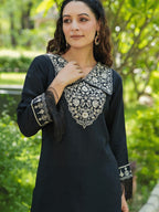 Yufta Black Embroidered Shirt And Trouser Co Ords | Grocsy