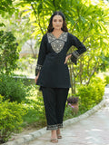Yufta Black Embroidered Shirt And Trouser Co Ords | Grocsy