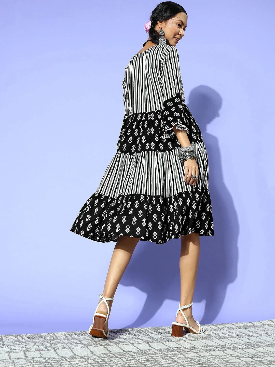 Yufta Black Ethnic Motifs Indie Gal Dress | Grocsy