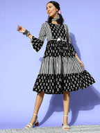 Yufta Black Ethnic Motifs Indie Gal Dress | Grocsy