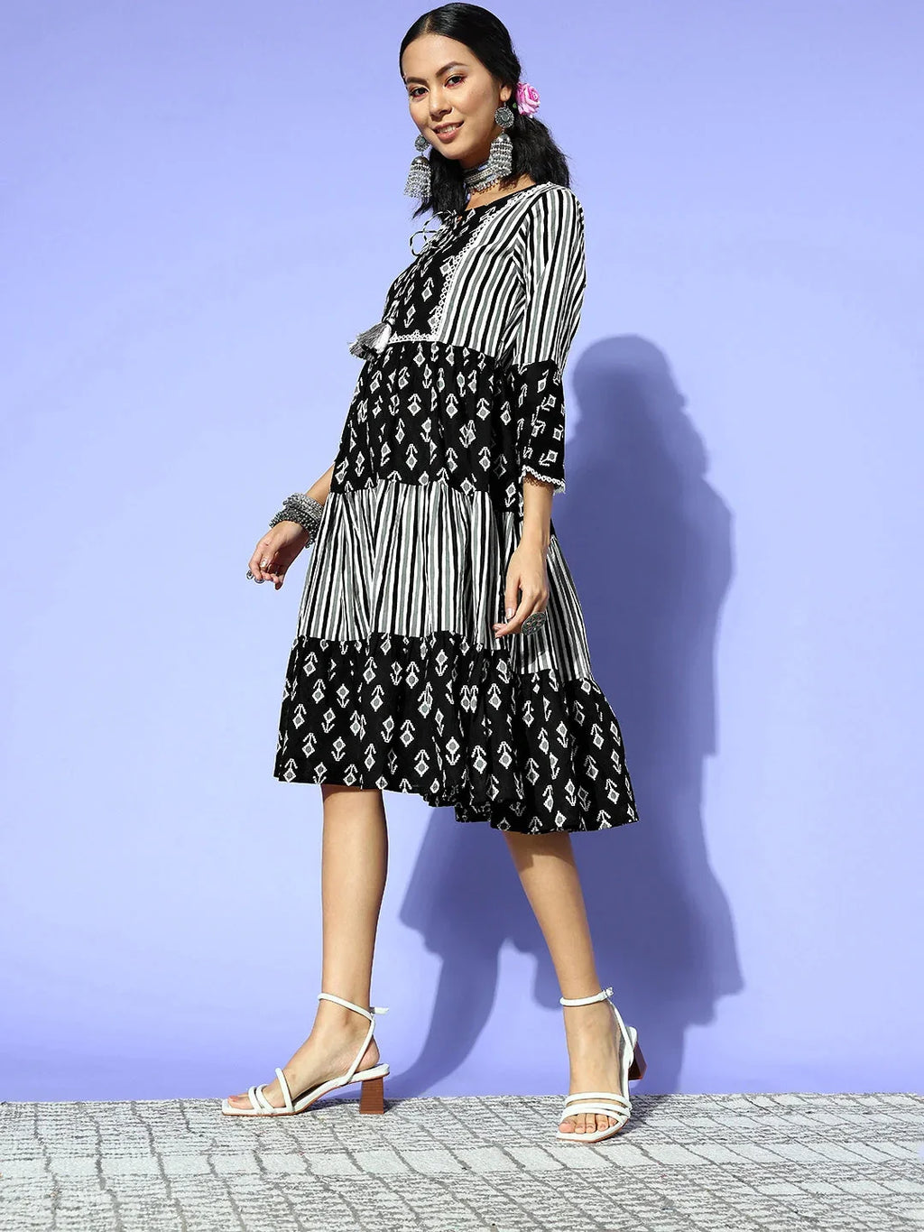 Yufta Black Ethnic Motifs Indie Gal Dress | Grocsy