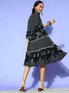 Yufta Black Ethnic Motifs Indie Gal Dress | Grocsy