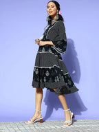 Yufta Black Ethnic Motifs Indie Gal Dress | Grocsy