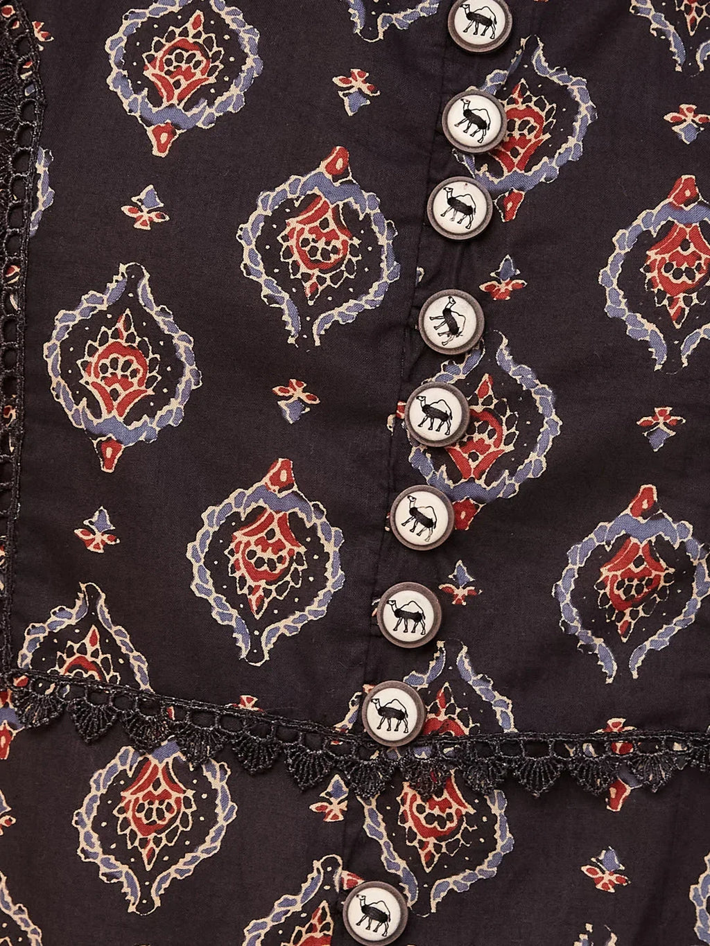 Yufta Black Ethnic Motifs Round Neck Straight Kurta | Grocsy
