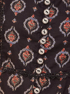 Yufta Black Ethnic Motifs Round Neck Straight Kurta | Grocsy