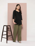 Yufta Black Floral Chikankari Embroidered Pure Cotton Top | Grocsy