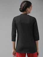 Yufta Black Floral Embroidered Top | Grocsy