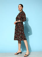 Yufta Black Floral Ethnic Dress | Grocsy
