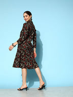 Yufta Black Floral Ethnic Dress | Grocsy