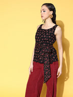 Yufta Black Floral Print Top | Grocsy