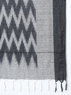 Yufta Black Ikat Print A-Line Kurta Pant And Dupatta Set | Grocsy