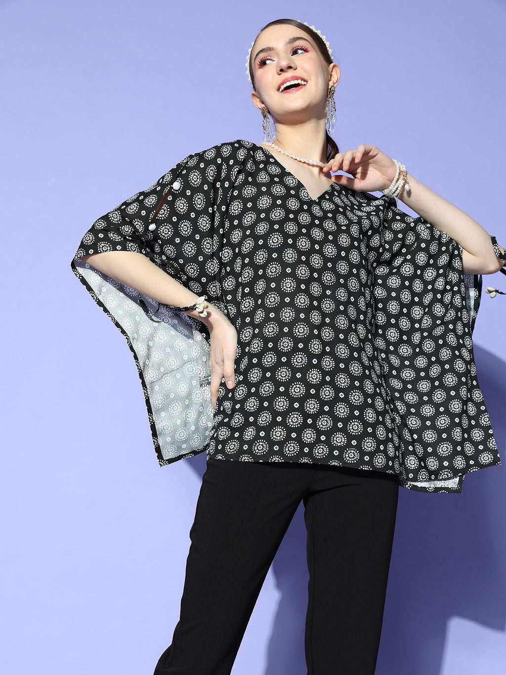 Yufta Black Kaftan Top | Grocsy