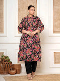 Yufta Black Kantha Work Plus Size Kurta Set With Pant | Grocsy