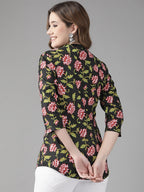 Yufta Black & Pink Floral Printed Top | Grocsy
