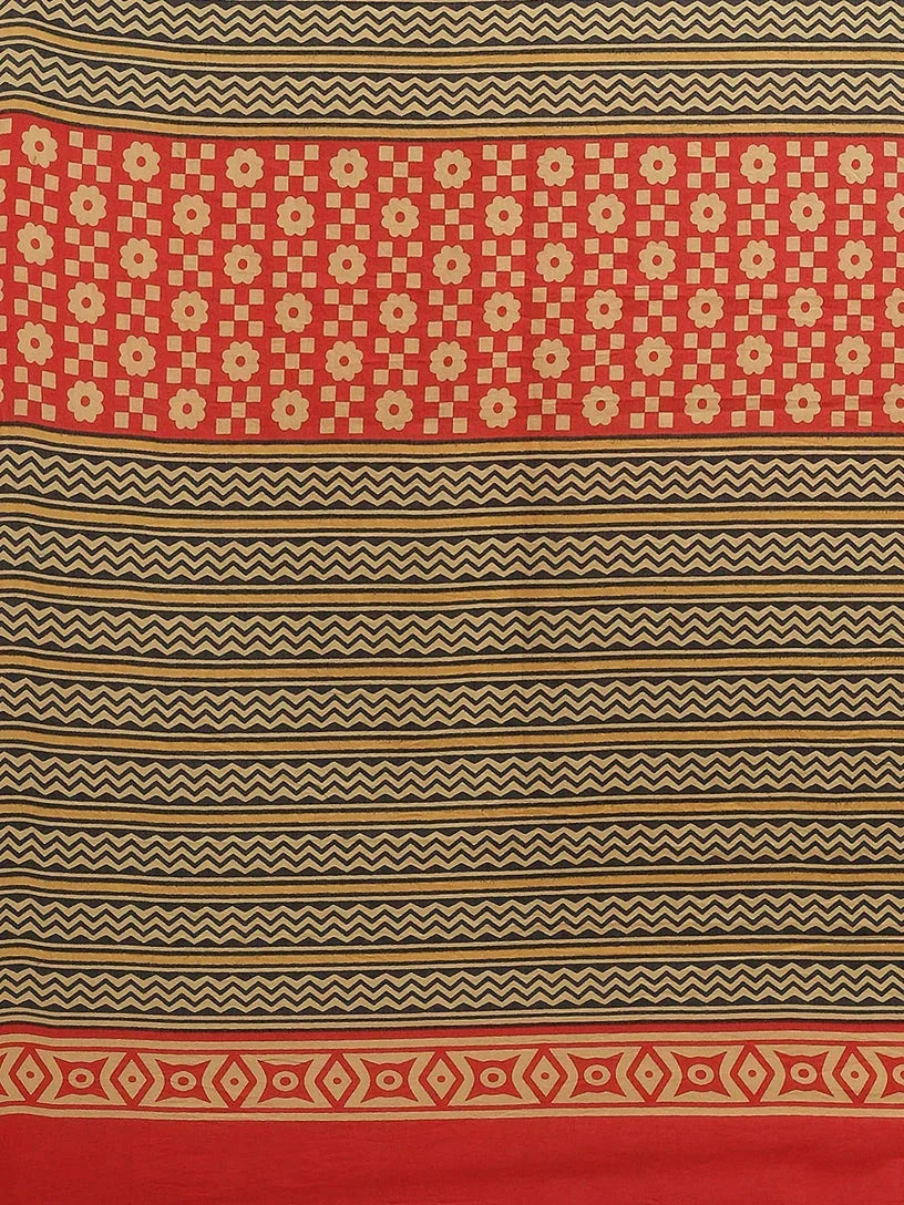 Yufta Black Printed Saree | Grocsy