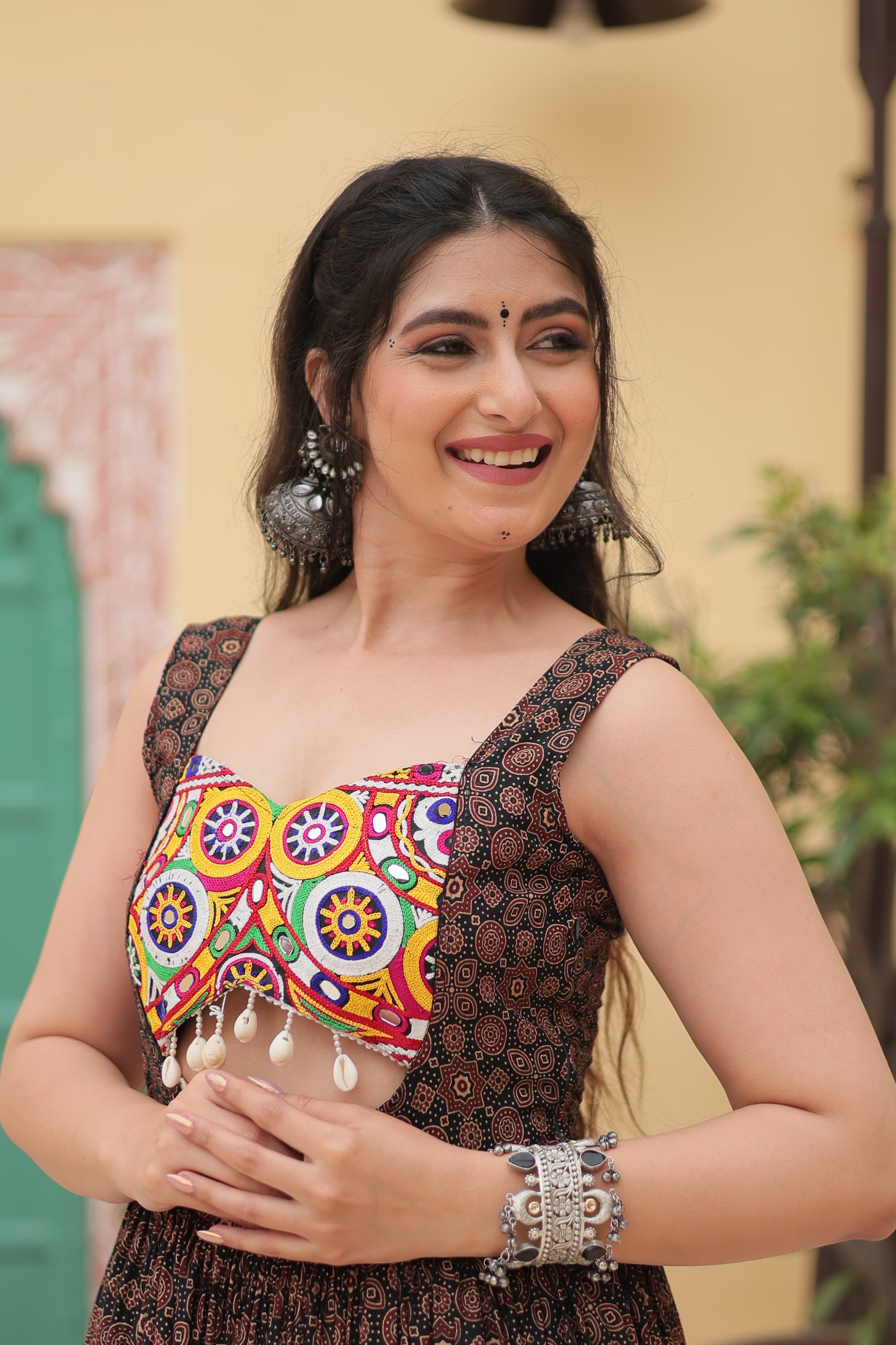 Lorenvalley Black Printed Cotton With Kutchi Gamthi Work and Kodi Lace Gown | Grocsy