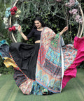 Lorenvalley Black Premium Rayon Lehenga with Choli with Digital Printed with Gotta Patti Lace Border Dupatta Set | Grocsy