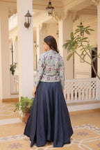 Lorenvalley Black Premium Chinnon Lehenga Choli with Jacquard Woven Design Koti | Grocsy
