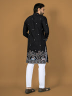 Anaita Black Embroidery Silk Straight Kurta | Grocsy
