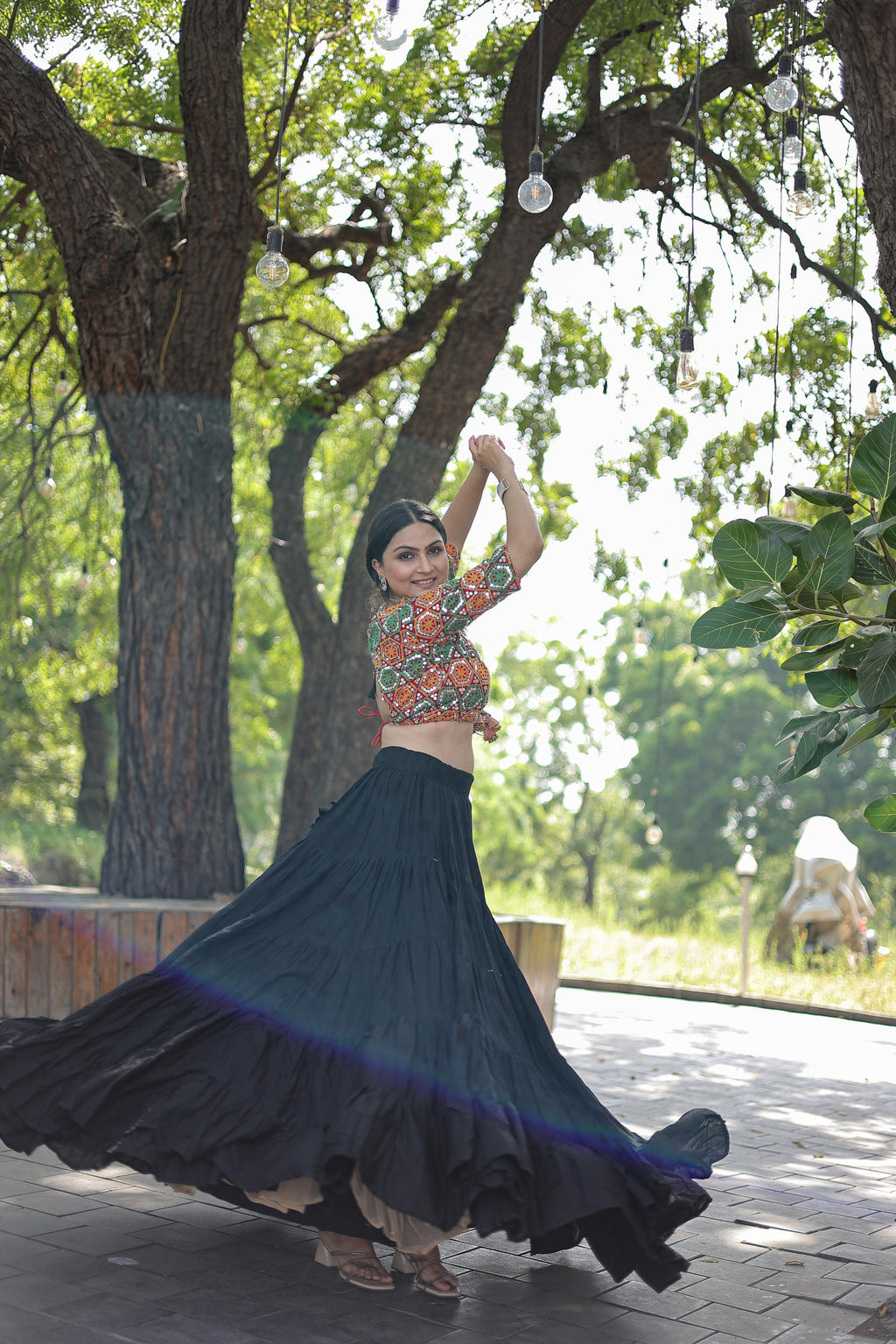 Lorenvalley Black Premium Rayon Lehenga with Georgette Embroidered Traditional Thread work Choli | Grocsy