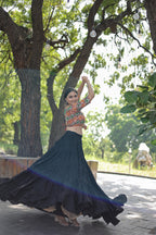 Lorenvalley Black Premium Rayon Lehenga with Georgette Embroidered Traditional Thread work Choli | Grocsy
